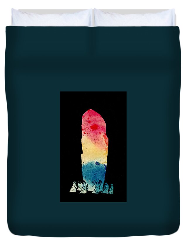 Stonehenge Druid Celtic Beltane Duvet Cover featuring the painting Solstice by Guy Pettingell