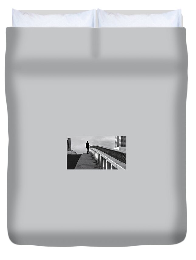 Solitude Duvet Cover featuring the photograph Somber Stroll by Denise Dube