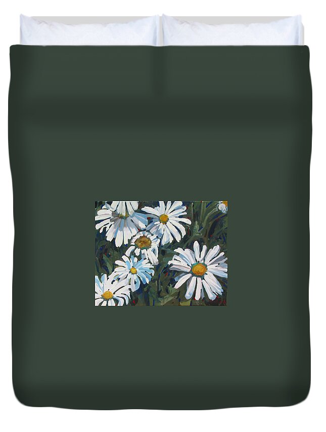 Floral Duvet Cover featuring the painting Some Are Daisies by Phil Chadwick