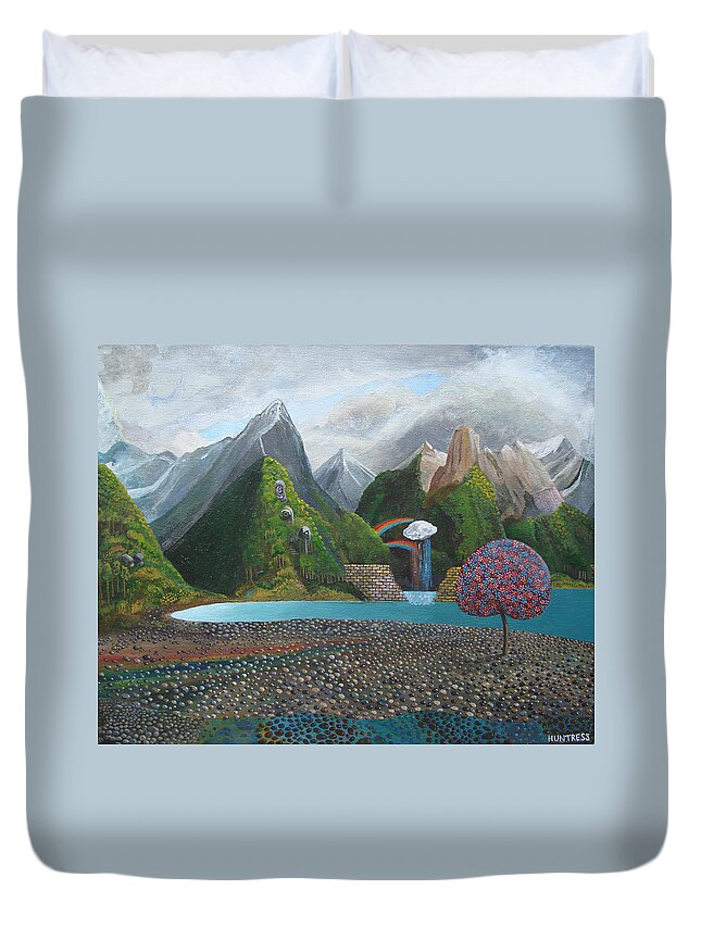 Hope Duvet Cover featuring the painting Somewhere Over The Rainbow by Mindy Huntress