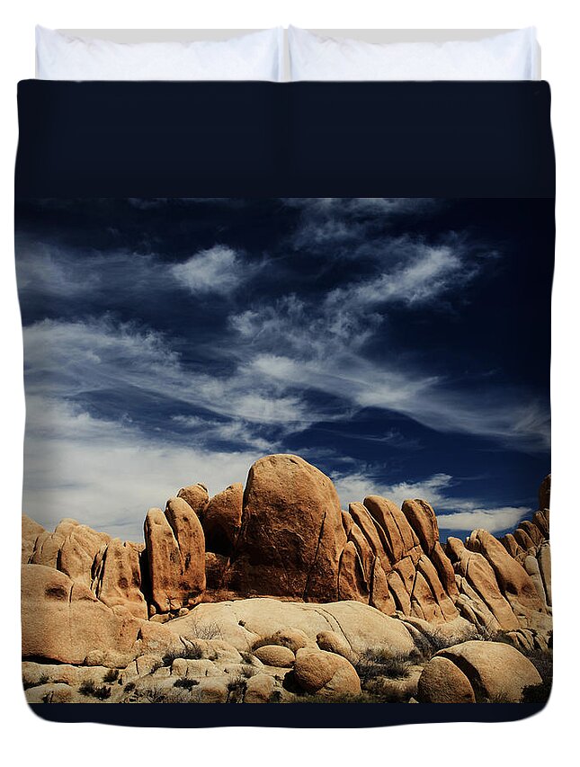 Joshua Tree National Park Duvet Cover featuring the photograph Songs of Misery by Laurie Search