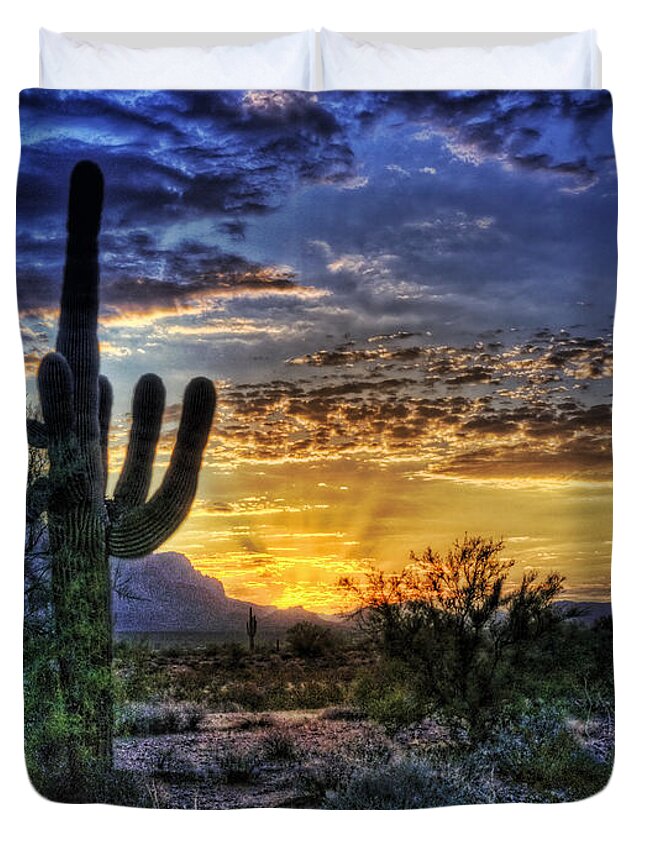 Sonoran Desert Duvet Cover featuring the photograph Sonoran Sunrise by Saija Lehtonen