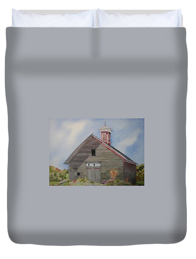 Farm Building Duvet Cover featuring the painting Soon to be Forgotten by Mary Ellen Mueller Legault