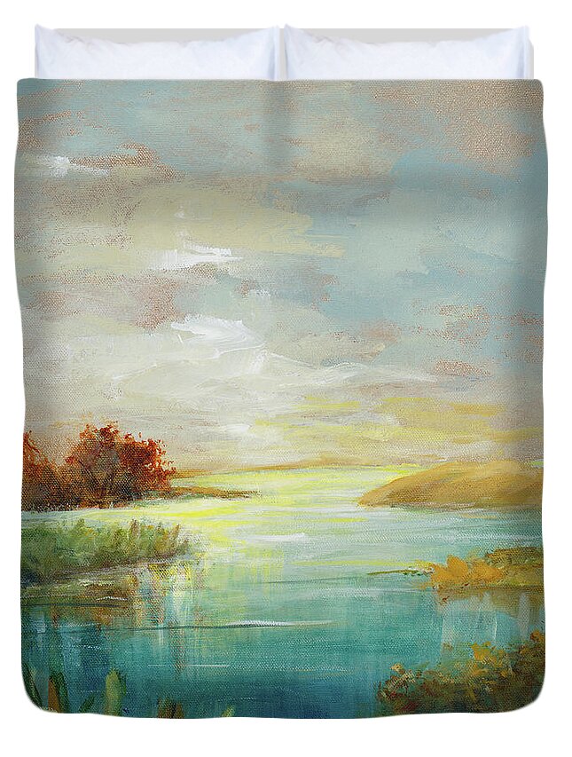 Sound Duvet Cover featuring the painting Sound Of Sunrise by Lanie Loreth