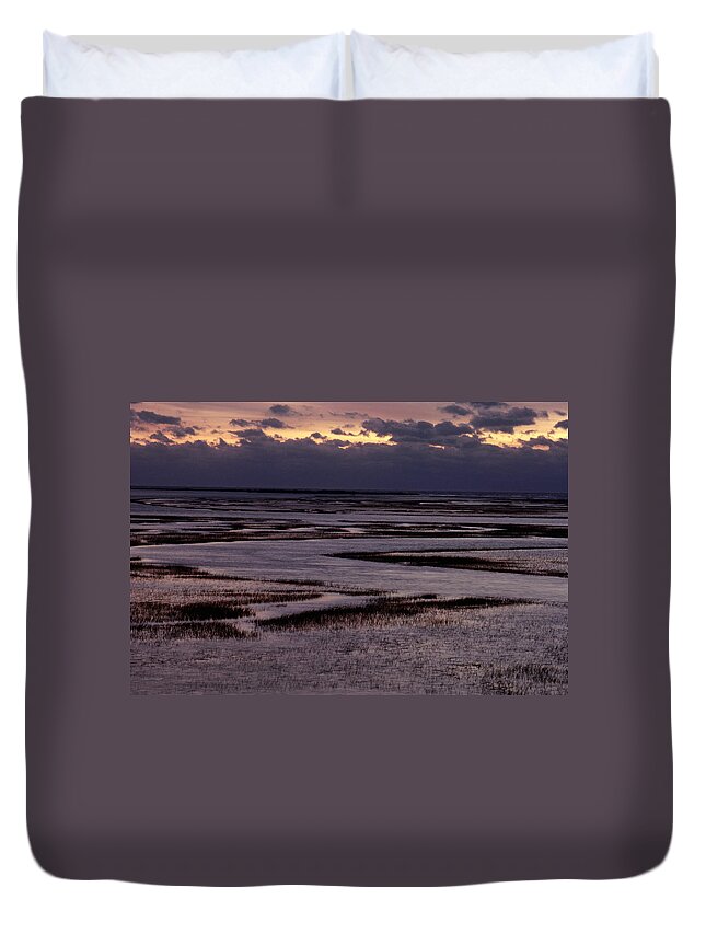North Inlet Duvet Cover featuring the photograph South Carolina Marsh At Sunrise by Larry Cameron