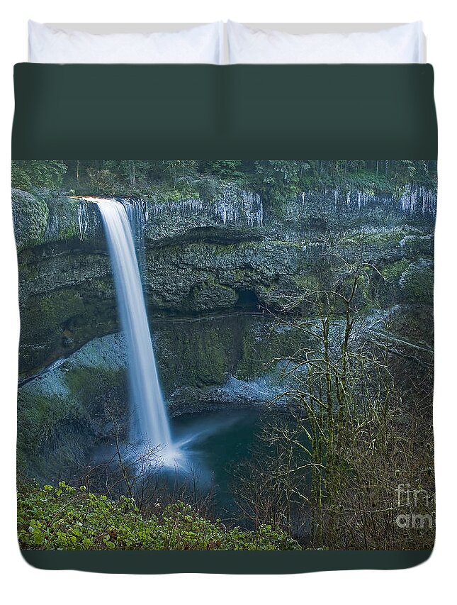 Beauty Duvet Cover featuring the photograph South Falls Winterscape by Nick Boren