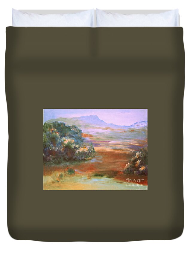 Fall Foggy Morning Duvet Cover featuring the painting South Mountain second in the series by Julie Lueders 