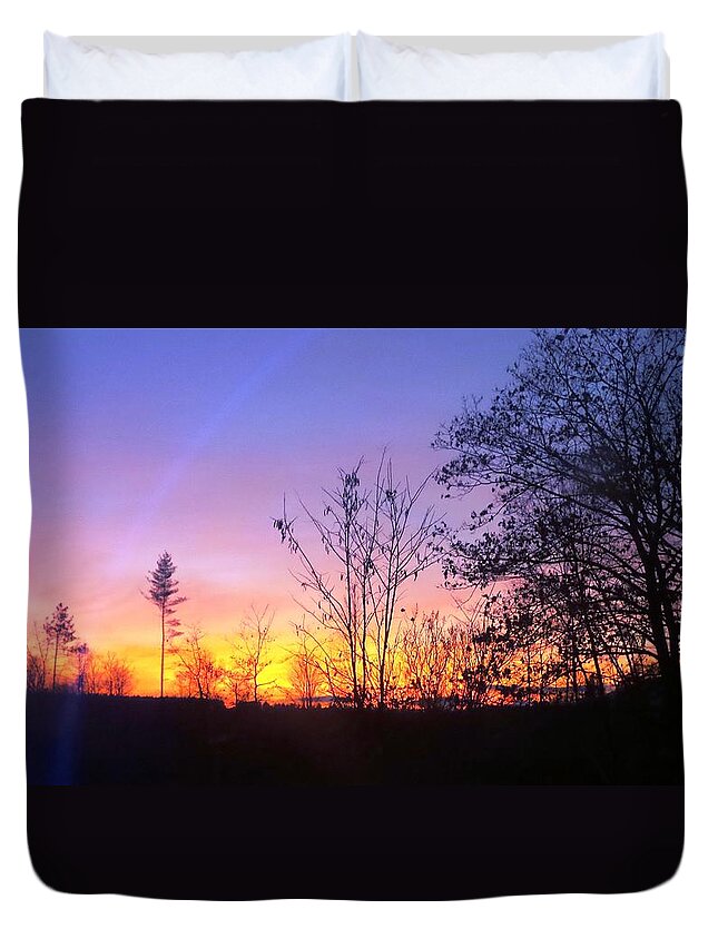 South Rumford Sunset Duvet Cover featuring the painting South Rumford Sunset by Mike Breau