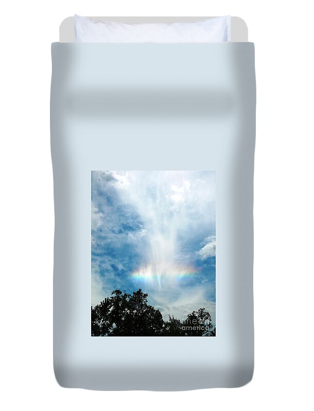 Postcard Duvet Cover featuring the digital art Southern Rainbow Cloud by Matthew Seufer