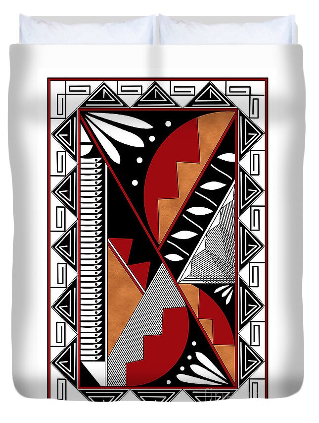  Southwest Duvet Cover featuring the digital art Southwest Collection - Design Seven in Red by Tim Hightower