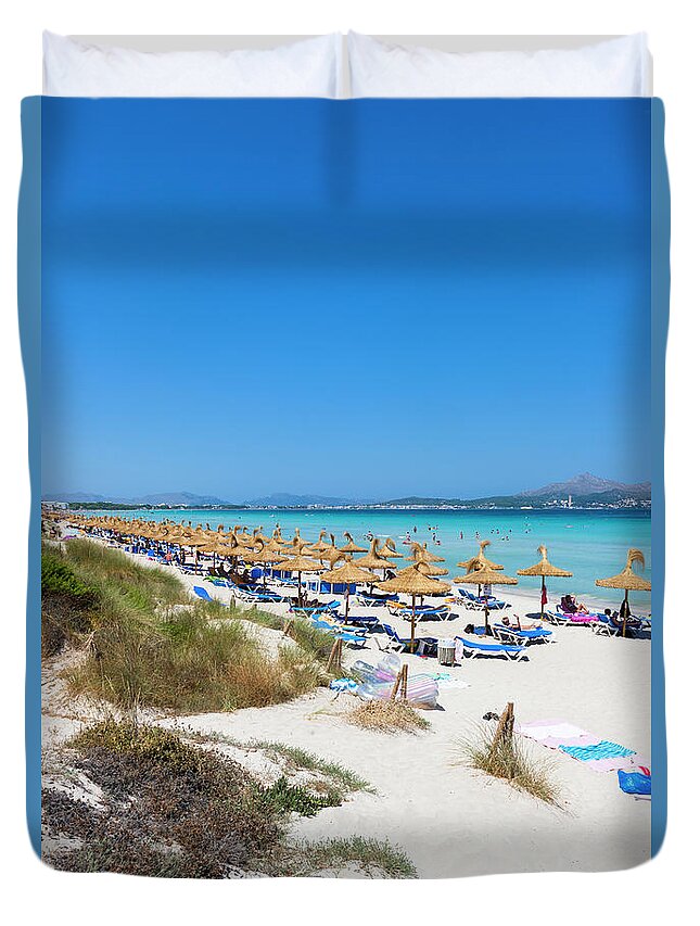 Season Duvet Cover featuring the photograph Spain, Mallorca, View Of Tourists In by Westend61
