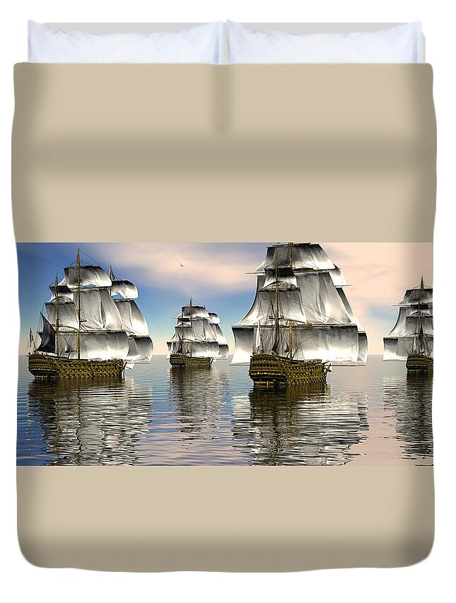 Tall Ships Duvet Cover featuring the digital art Spanish armada by Claude McCoy