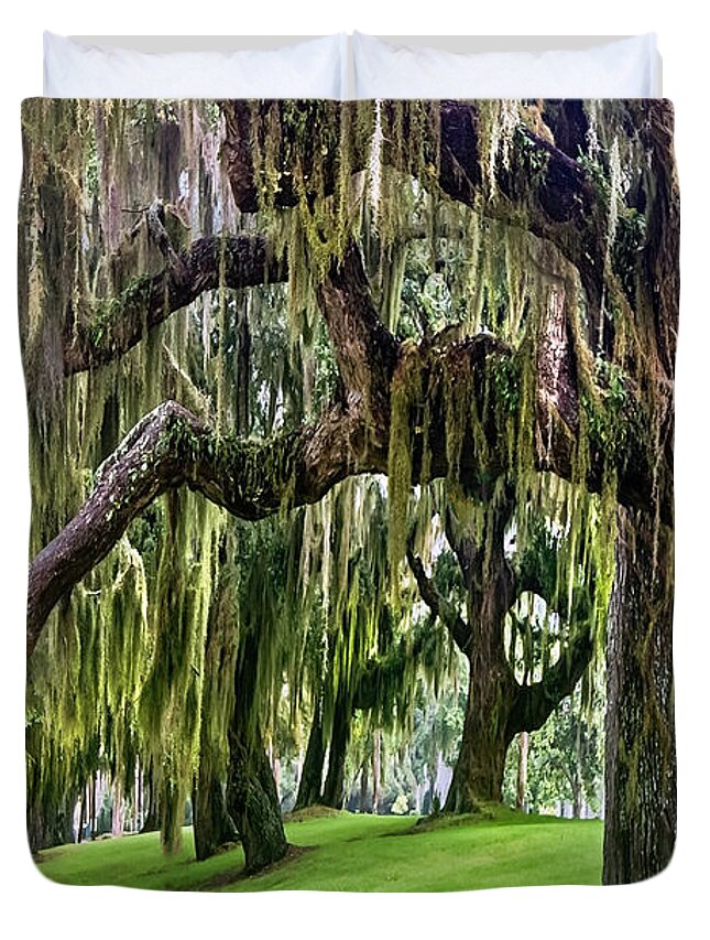 Georgia Duvet Cover featuring the photograph Spanish Moss by Debra and Dave Vanderlaan