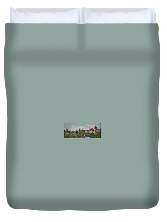 Plein Air Duvet Cover featuring the painting Spaso-Efimievskiy monastery by Juliya Zhukova