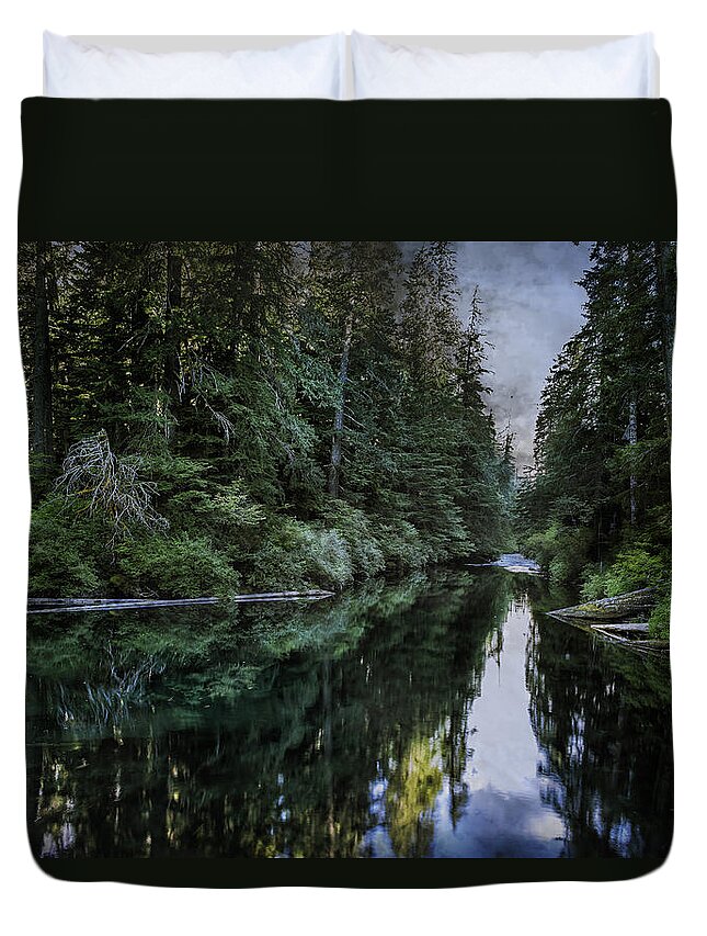 Clear Lake Duvet Cover featuring the photograph Spawning A River by Belinda Greb
