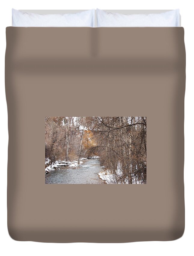 Dakota Duvet Cover featuring the photograph Spearfish Creek in Winter by Greni Graph