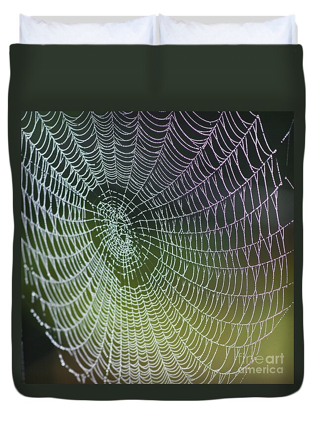 Spiderweb Duvet Cover featuring the photograph Spider Web by Heiko Koehrer-Wagner