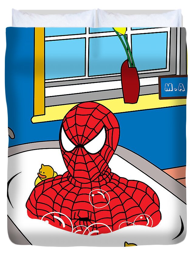 Epiderman Duvet Cover featuring the digital art Spiderman by Mark Ashkenazi
