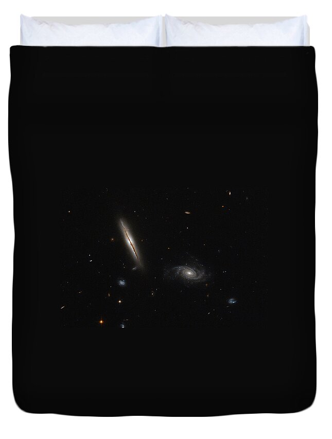 Science Duvet Cover featuring the photograph Spiral Galaxies by Science Source
