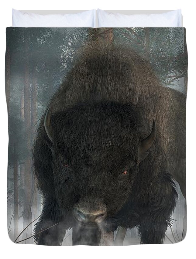 Bison Duvet Cover featuring the digital art Spirit of Winter by Daniel Eskridge