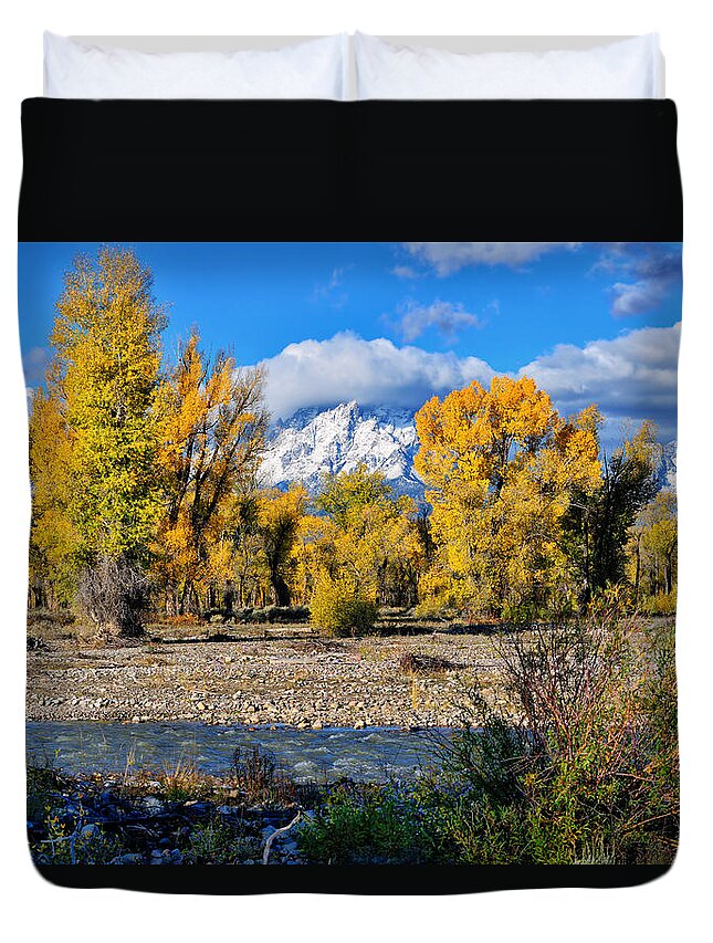 Spread Creek Duvet Cover featuring the photograph Spread Creek Grand Teton National Park by Greg Norrell