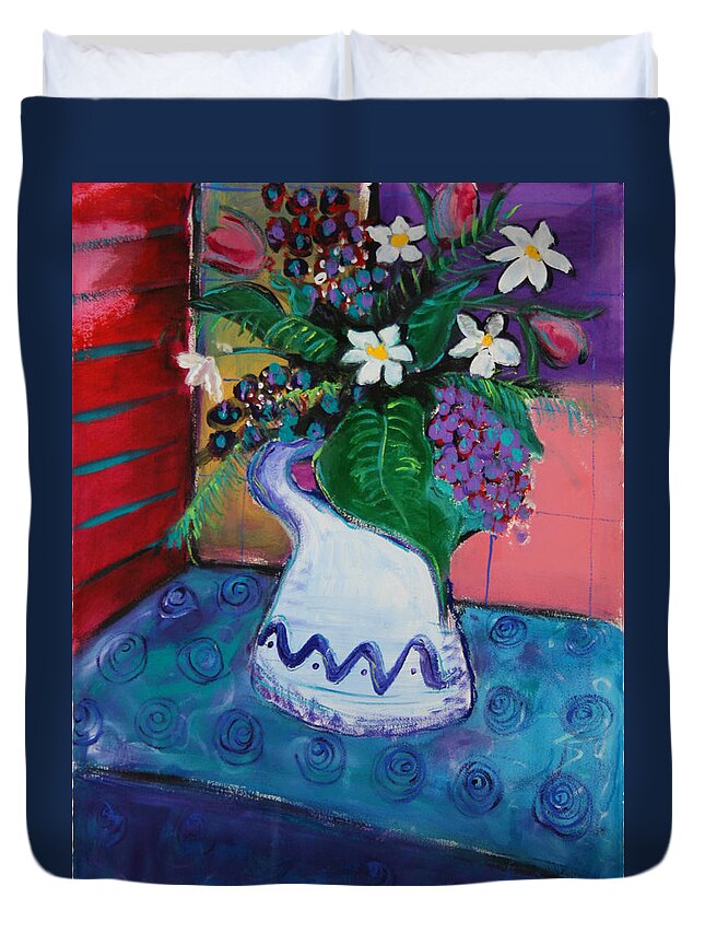 Floral Duvet Cover featuring the painting Spring Break by Linda Holt