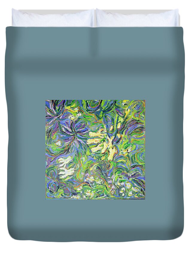 Abstract Duvet Cover featuring the painting Spring Exuberance 2 by Zofia Kijak