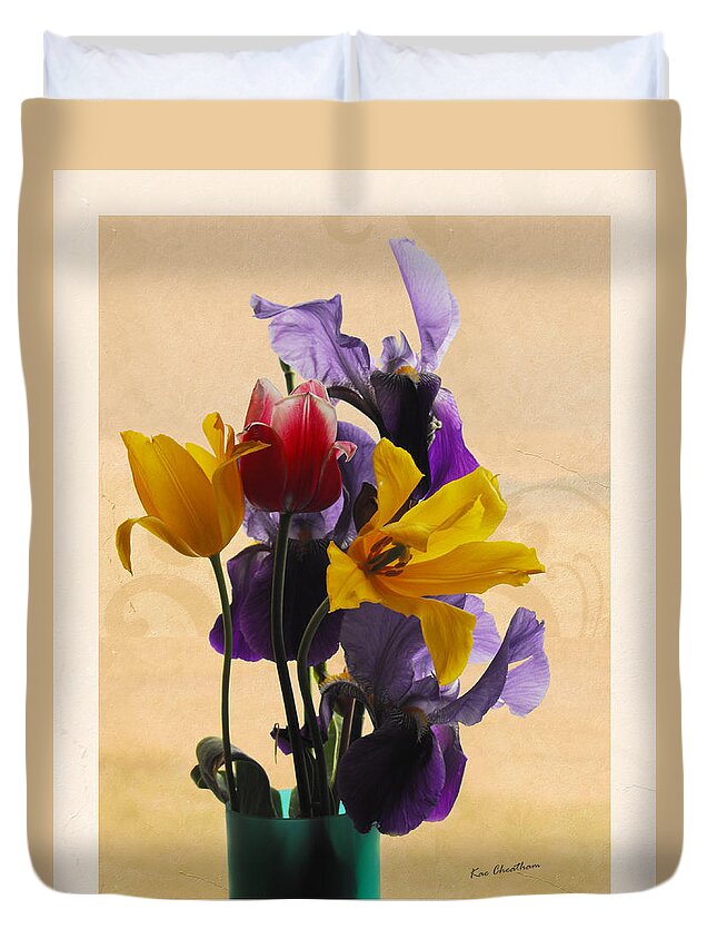 Flowers Duvet Cover featuring the digital art Spring Flowers by Kae Cheatham