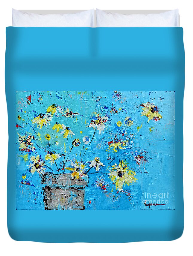 Interior Designer Art Duvet Cover featuring the painting Spring Flowers by Patricia Awapara