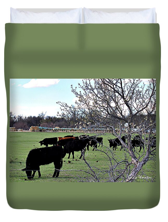 Spring Duvet Cover featuring the photograph Spring in the Hay Meadow by Sylvia Thornton