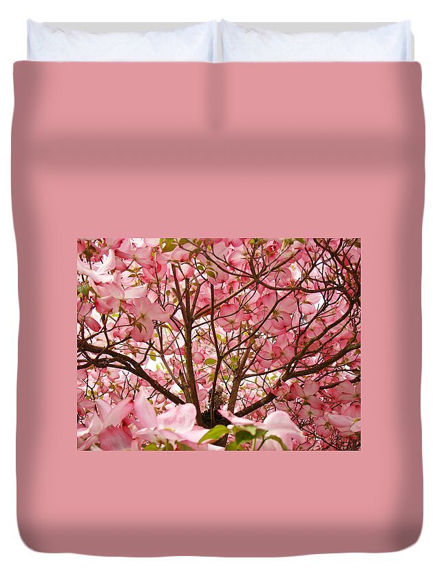 Dogwood Duvet Cover featuring the photograph Spring Pink Dogwood Tree Blososms art prints by Patti Baslee