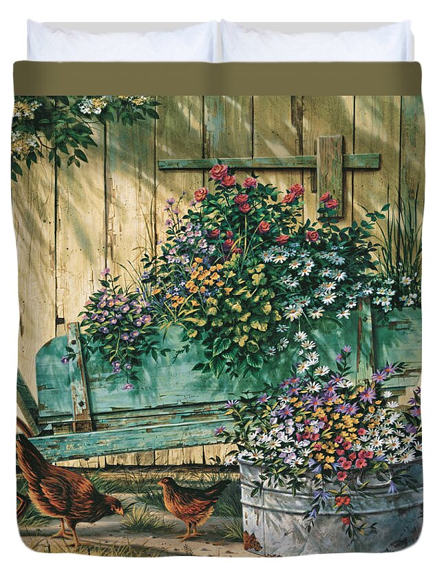 Michael Humphries Duvet Cover featuring the painting Spring Social by Michael Humphries