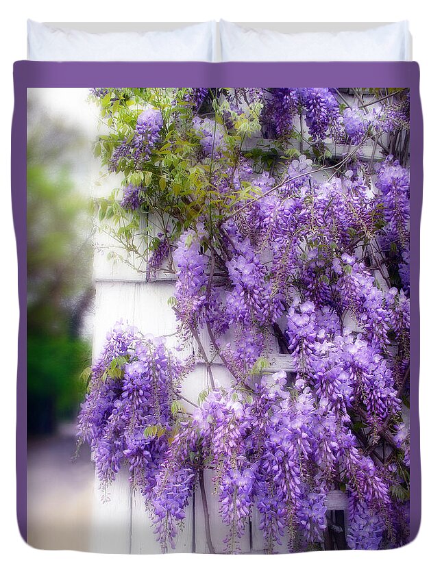 Flowers Duvet Cover featuring the photograph Spring Wisteria by Jessica Jenney