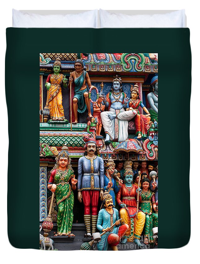 Bright Duvet Cover featuring the photograph Sri Mariamman Temple 02 by Rick Piper Photography