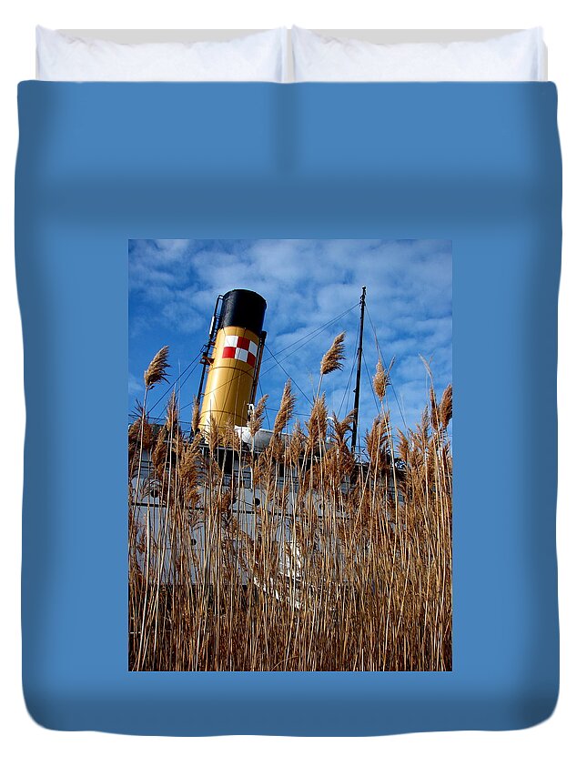 S.s. Keewatin Duvet Cover featuring the photograph S.S. Keewatin with Grasses by Michelle Calkins