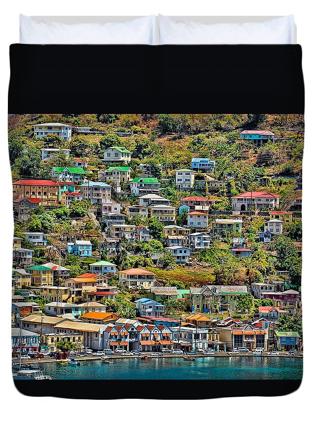 Grenada Duvet Cover featuring the photograph St. Georges Harbor Grenada by Don Schwartz