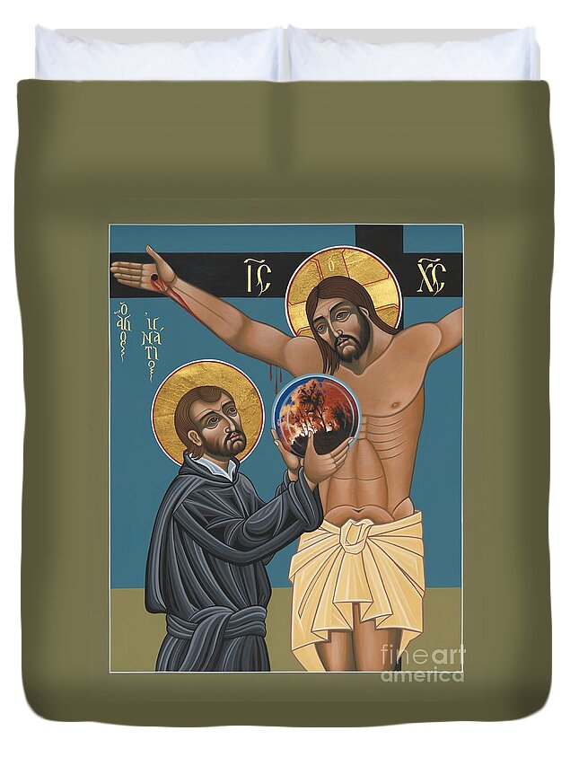 St. Ignatius And The Passion Of The World In The 21st Century Duvet Cover featuring the painting St. Ignatius and the Passion of the World in the 21st Century 194 by William Hart McNichols