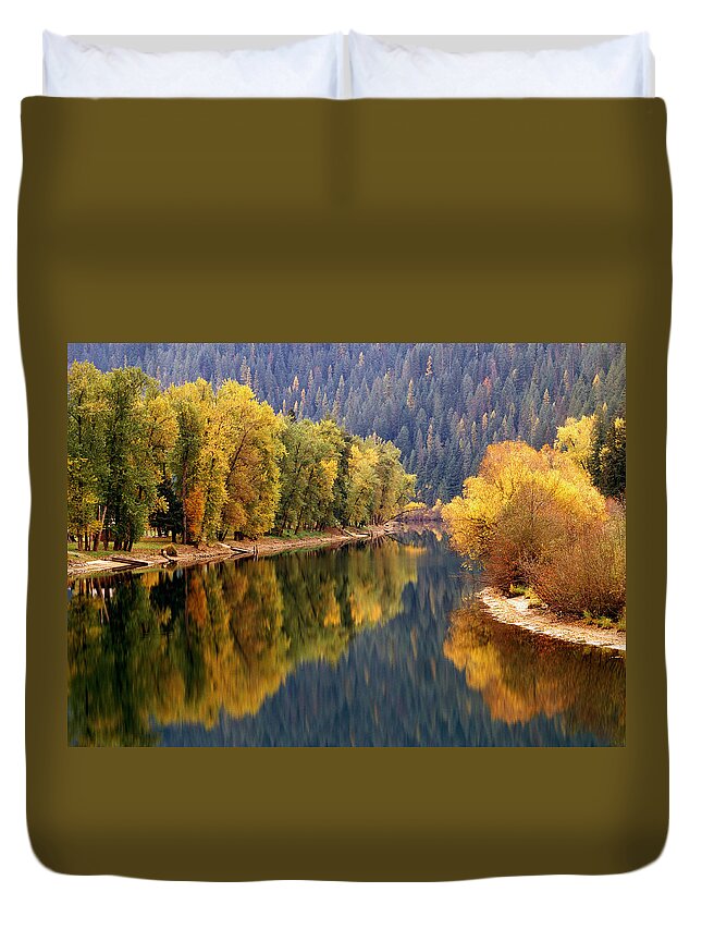 Autumn Duvet Cover featuring the photograph St. Joe River, Northern Idaho by Theodore Clutter