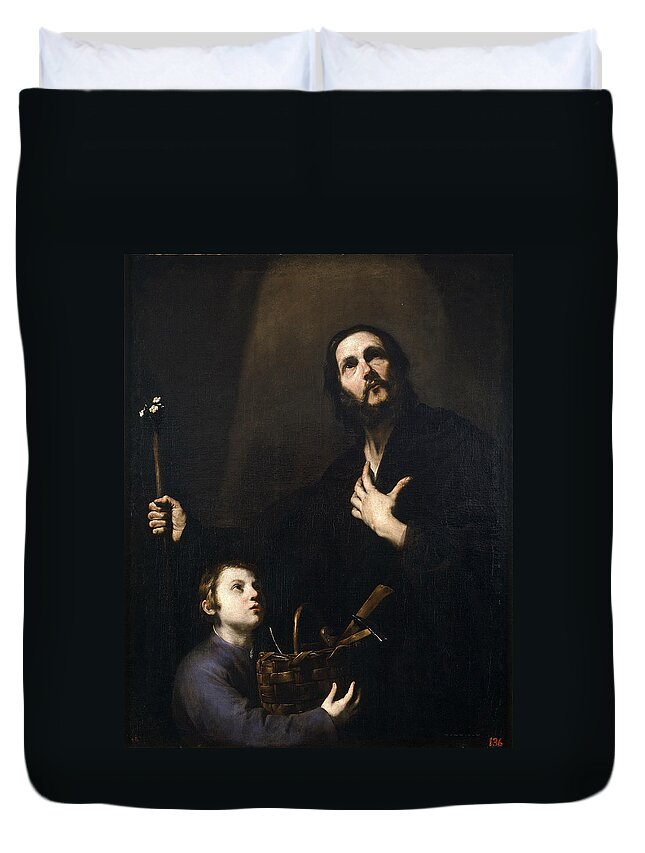 Jusepe De Ribera Duvet Cover featuring the painting St Joseph and the Jesus Child by Jusepe de Ribera