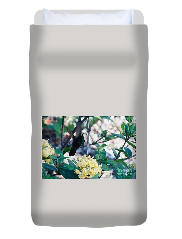 St. Lucia Duvet Cover featuring the photograph St. Lucian Hummingbird by Laurel Best