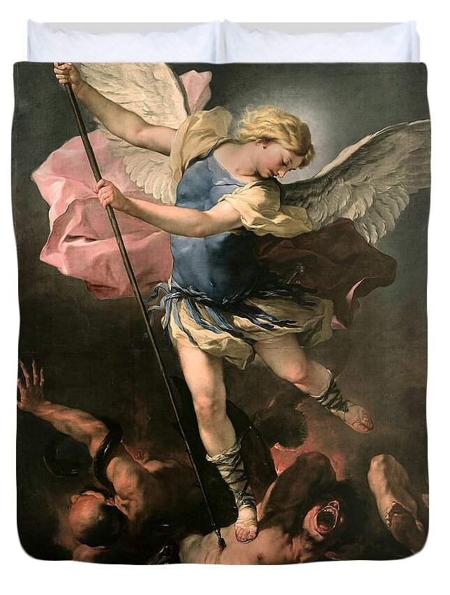 Luca Giordano Duvet Cover featuring the painting St. Michael by Luca Giordano