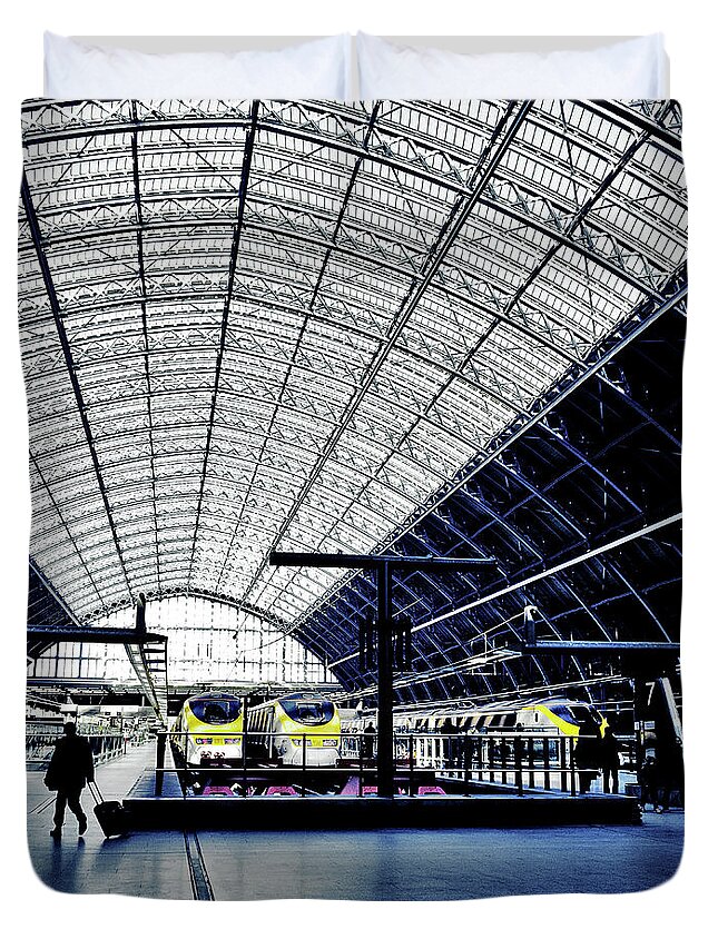Train Duvet Cover featuring the photograph St Pancras Station, London by Doug Armand