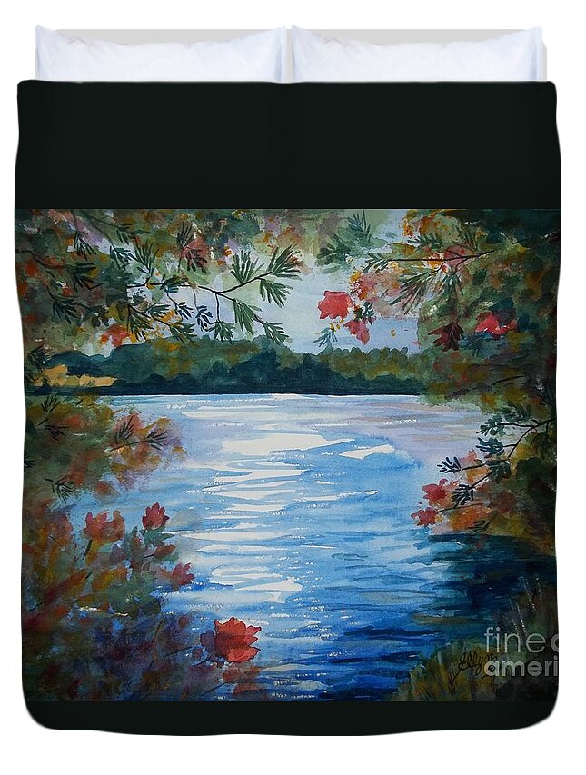 St Regis Lake Duvet Cover featuring the painting St. Regis Lake by Ellen Levinson