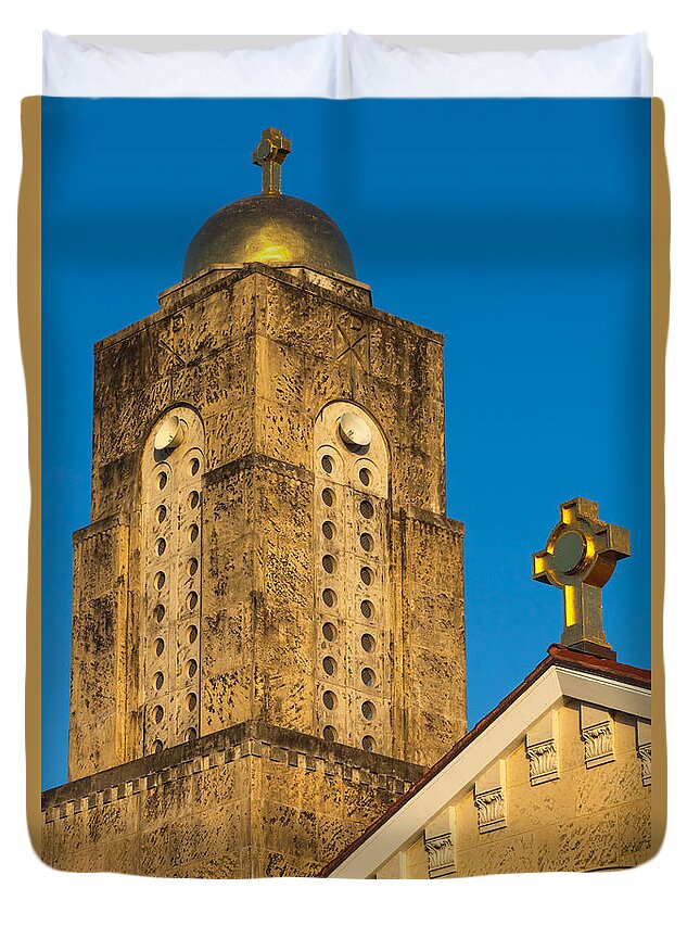 1948 Duvet Cover featuring the photograph St Sophia Tower and Crosses by Ed Gleichman