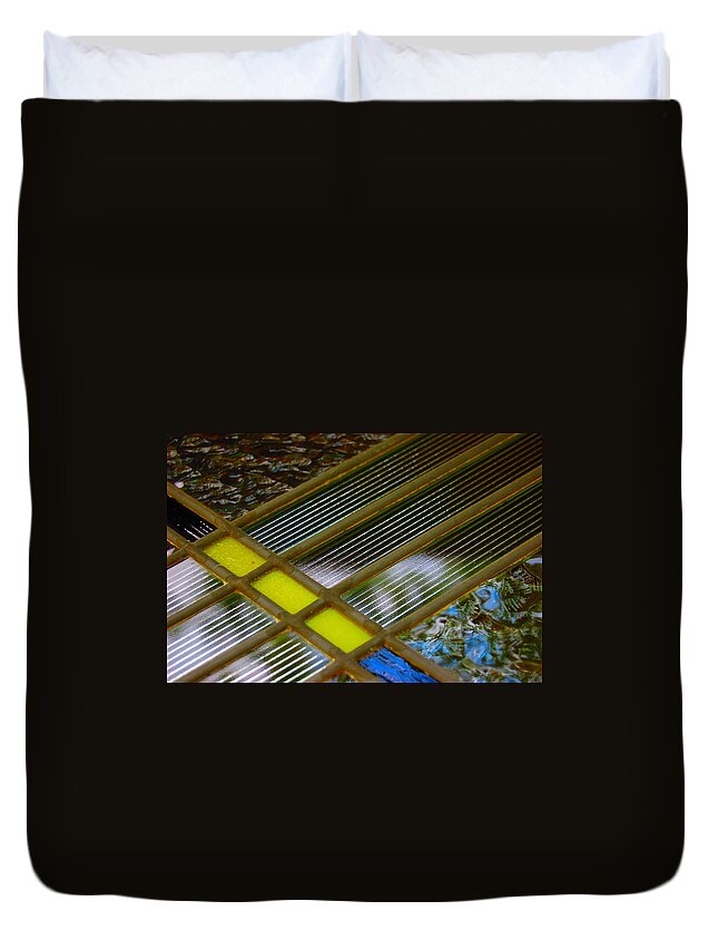 Linda Brody Duvet Cover featuring the photograph Stained Glass Diagonal by Linda Brody