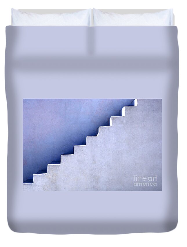 Stair Duvet Cover featuring the photograph Stairs In Santorini by Bob Christopher
