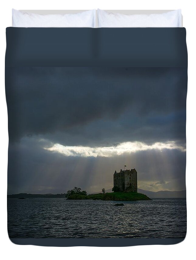 Scotland Duvet Cover featuring the photograph Stalker Castle In Scotland by Andreas Berthold