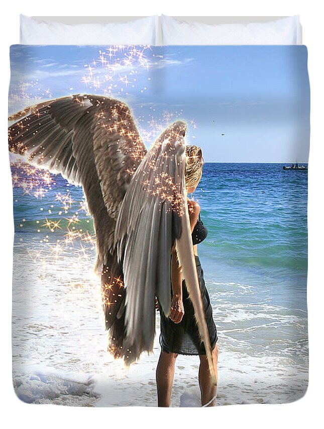Angel Duvet Cover featuring the photograph Stand Your Ground by Acropolis De Versailles