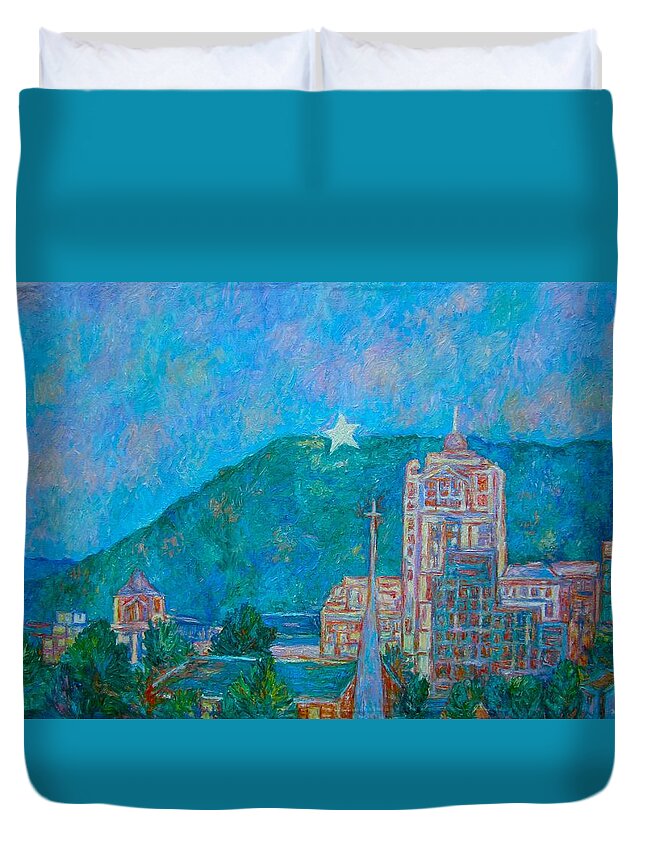 City Duvet Cover featuring the painting Star City by Kendall Kessler
