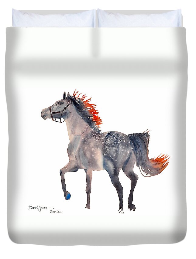 Horse Duvet Cover featuring the painting DA151 Star Dust by Daniel Adams by Daniel Adams